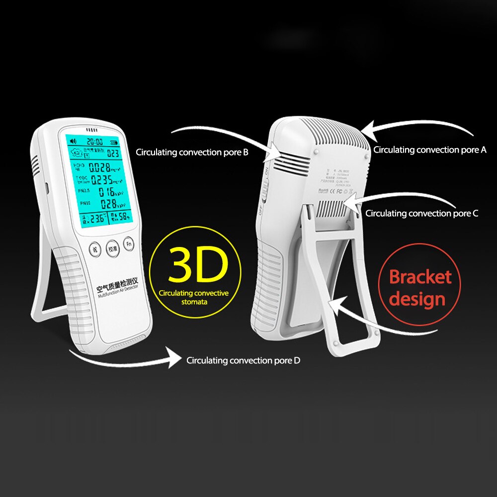 Portable Digital Formaldehyde Detector Multifunctional Hygrothermograph PM2.5/PM10 Tester Air Monitor Air Analyzer