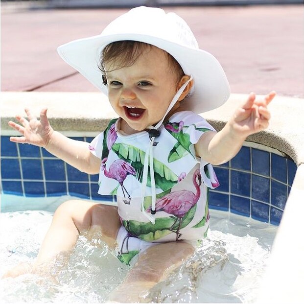 Baby Girls Bikini One-Piece Suits Toddler Kids Child One Piece Bikini Swimwear Swimsuit Monokini Bathing Suit Ruffled Flamingo