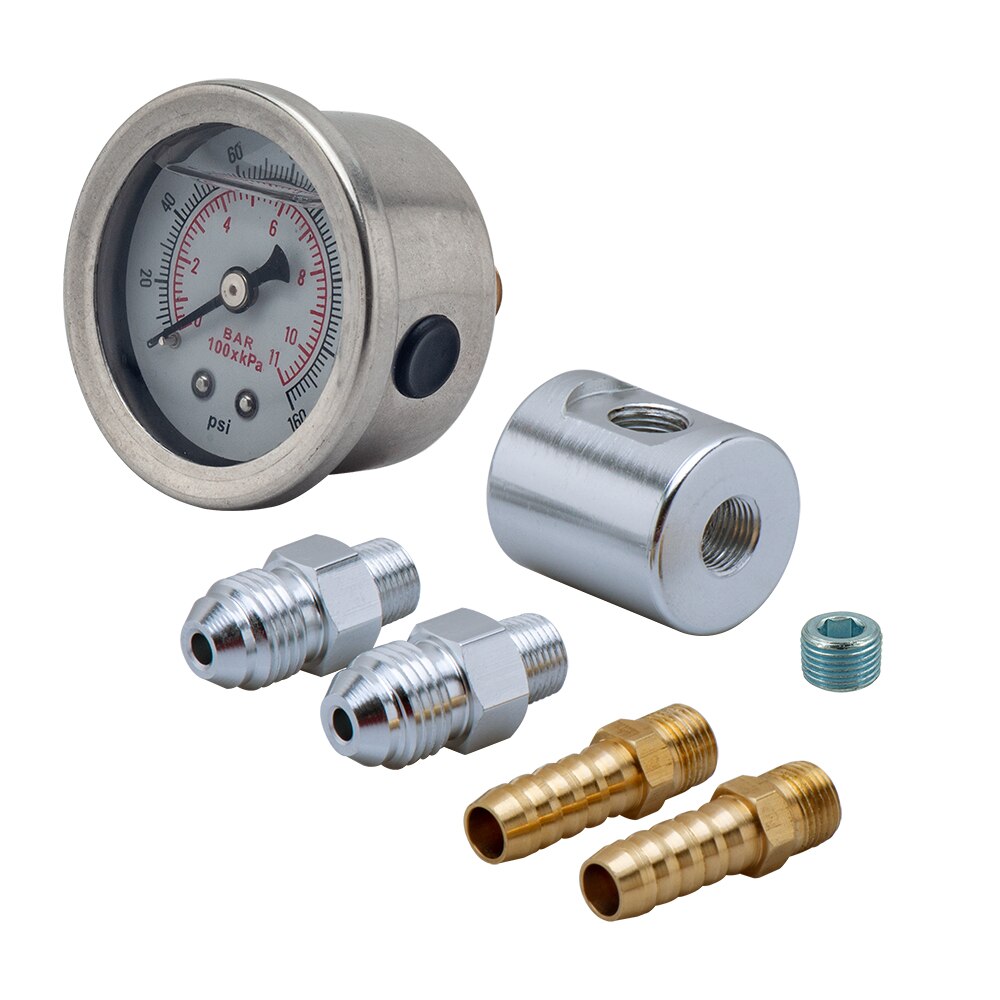 0-160 psi small oil Pressure Gauge ,1/8 NPT Fuel Pressure Gauge and adaptor kit For fuel injection systems
