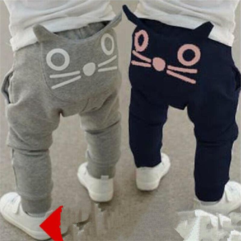 1-3 años primavera y otoño cargados niños y niñas bebé algodón coreano personalidad Casual dibujos animados gato Harem pantalones niños