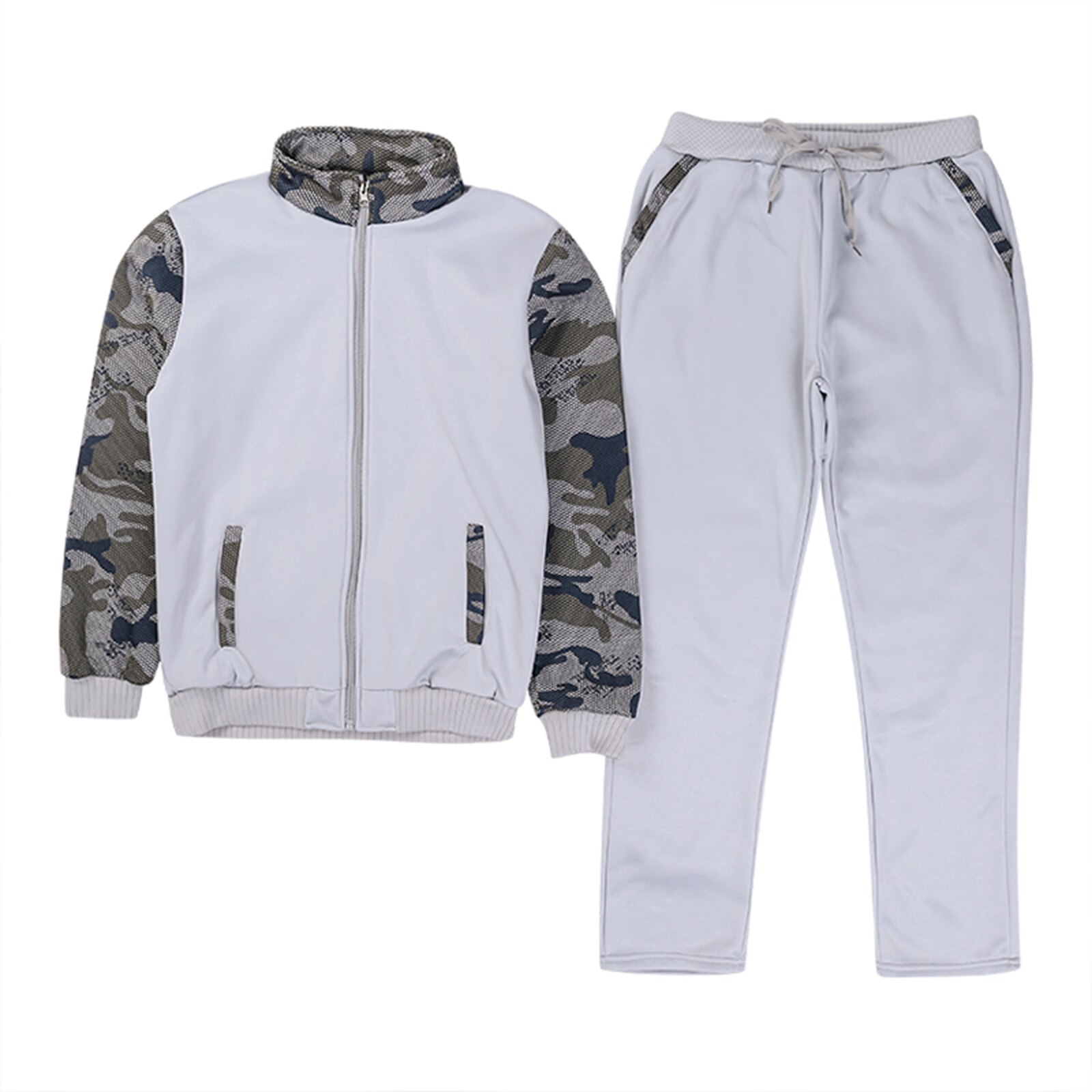 Mannen Casual Camouflage Trainingspakken Sets Lange Mouw Patchwork Sweater Jas Met Running Jogging Pant Lange Mouw Sportkleding