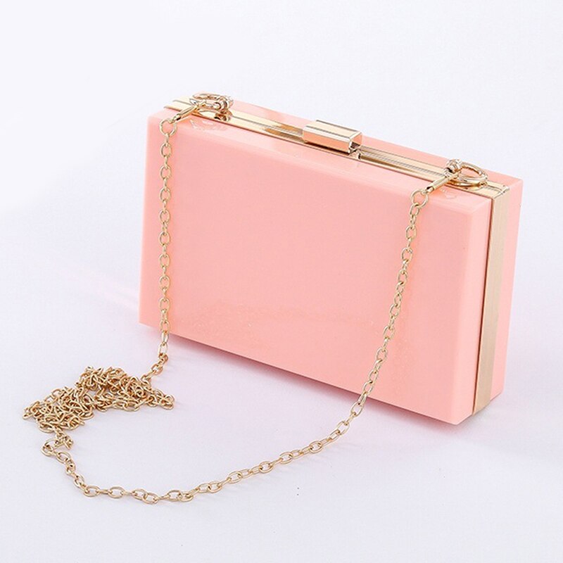 Transparent Ladies Bag Acrylic Color Box Brand Ladies Evening Dress Portable Messenger Bag Wedding Female Clutch Bag: light pink