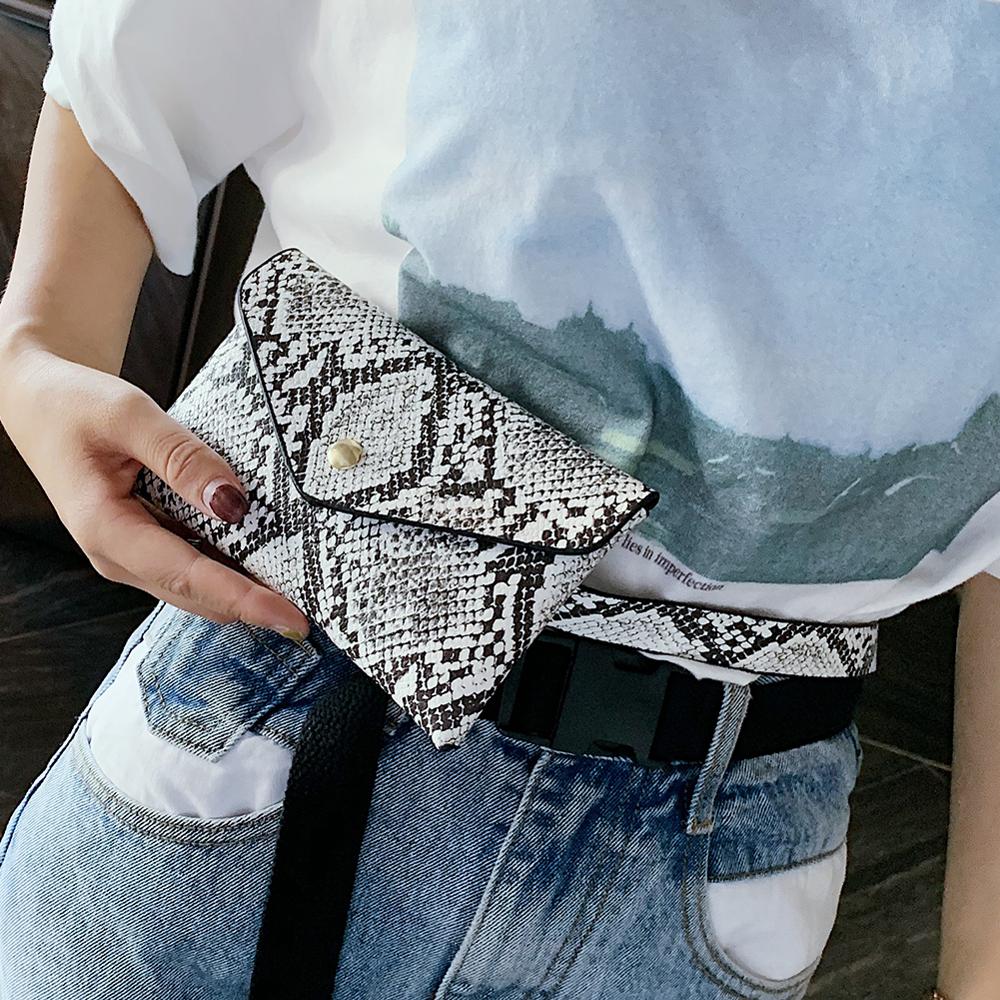 Travel Waist Pack Wallet PU Leather Waist Pouch Vintage Lady Fanny Packs Snake Print Crossbody Chest Bags Women Waist Bag