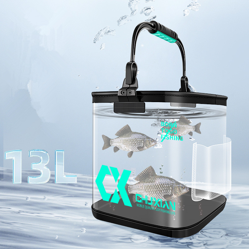 Cubo plegable para peces vivos de 13l, cubo grueso de EVA, tanque de agua portátil, equipo de pesca, caja de accesorios, herramienta