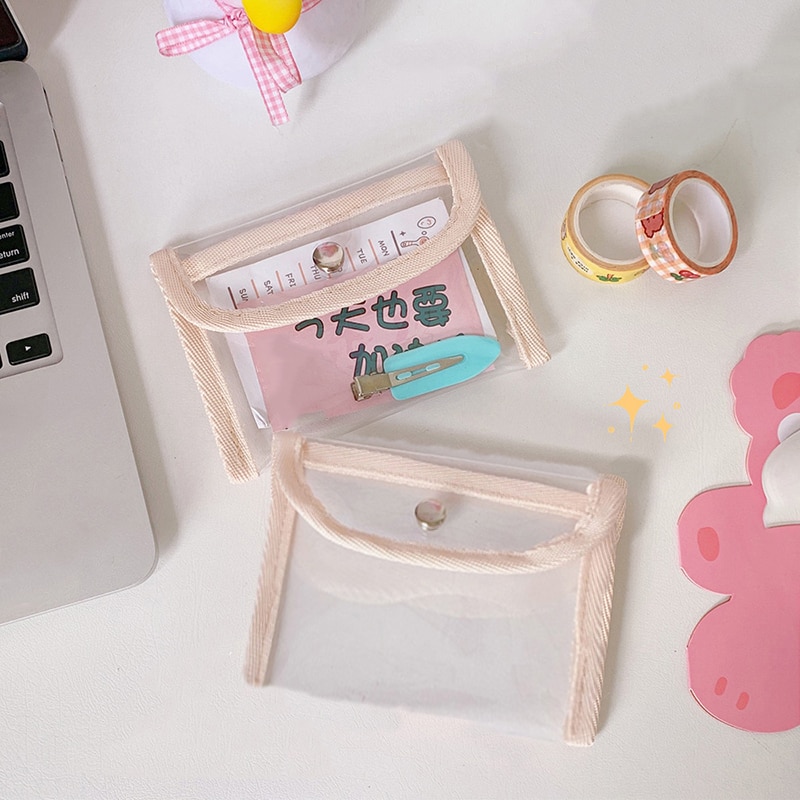 1Pc Pvc Portemonnee Koreaanse Credit Kaarthouder Transparante Id Kaarthouder Portemonnee Opbergtas Card Pouch Make-Up Tas organizer Case