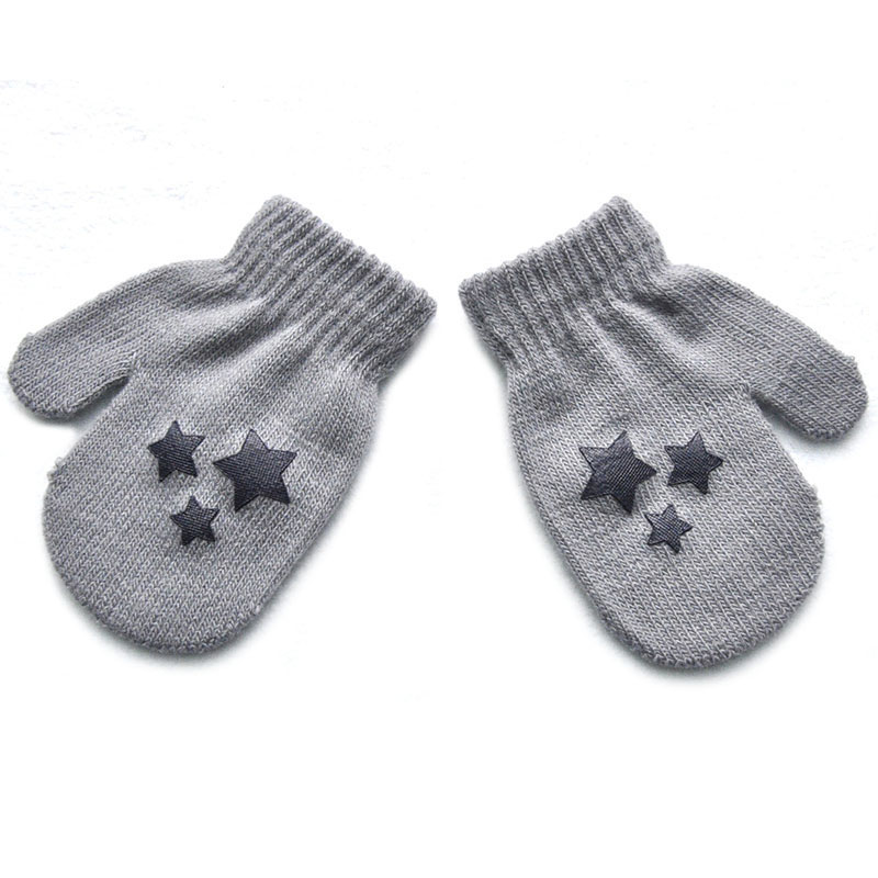 Gants d&#39;hiver pour -né, motif étoile et cœur, mitaines en tricot doux, chauds pour enfants, garçons et filles: Grey star