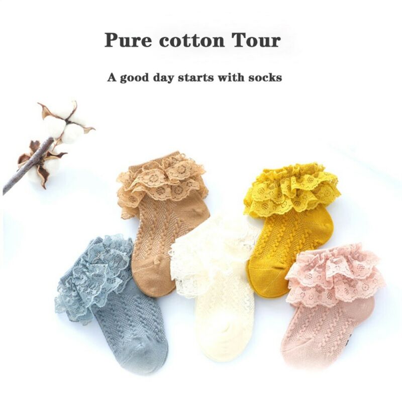 Baby freundlicher Mädchen Prinzessin Kurze Socken Spitze Rüschen Rüschen trimmen Baumwolle Knöchel Socken