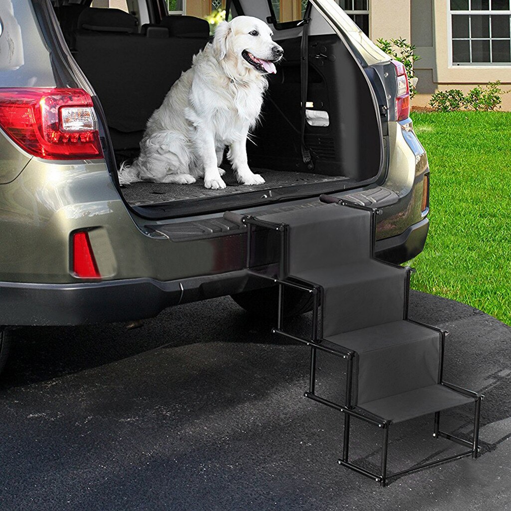 Pet Dogs Training Behaviour Aids Pet Dogs Cats Folding Car Dog Steps Stairs Lightweight Portable Rustproof Metal Frame 4 Step