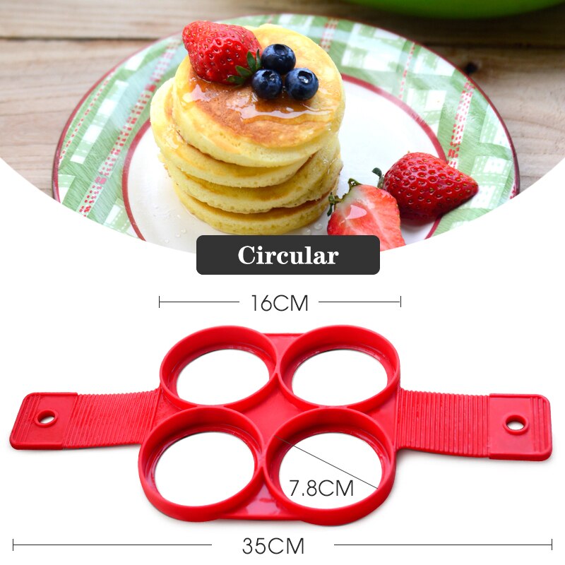 1Pcs Silicone Non Stick Fantastic Egg Pancake Maker Ring Kitchen Baking Omelet Moulds Flip cooker Egg Ring Mold: Four laps