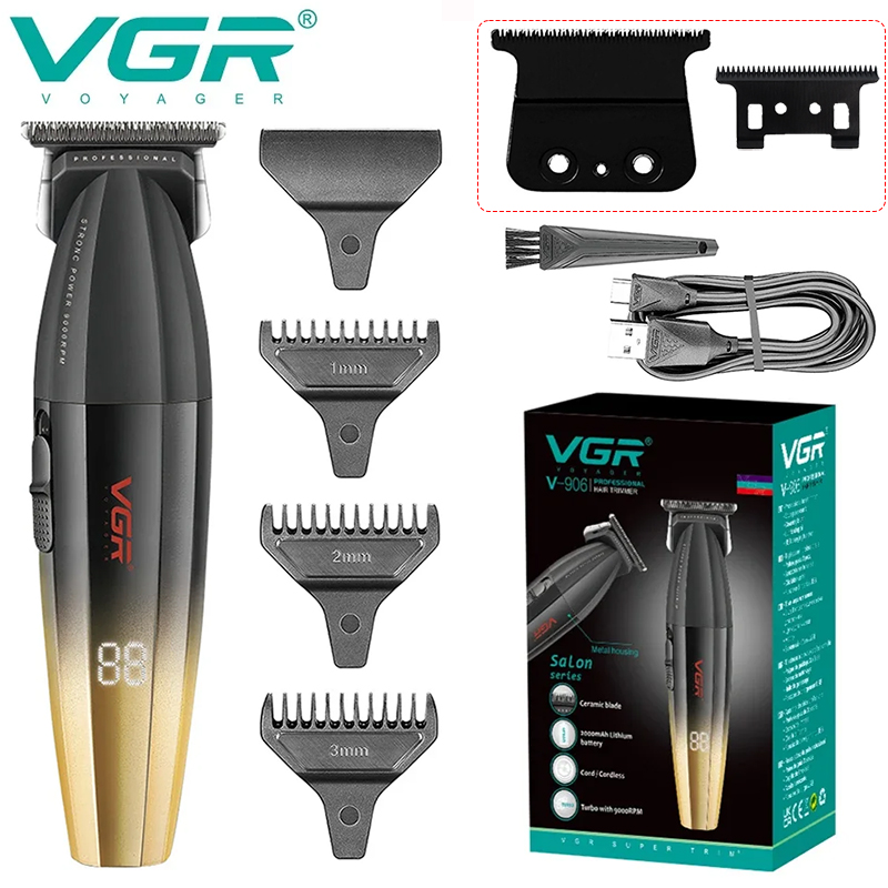 VGR tondeuse à cheveux professionnelle électrique Rechargeable tondeuse à cheveux barbe Kit de coupe de cheveux Machine de barbier tondeuse faciale pour hommes V-906: Bleu
