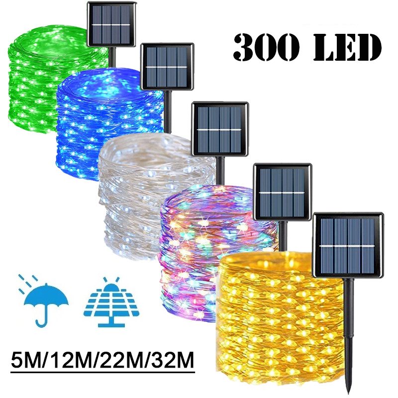 7M/12M/22M/32M lumière solaire extérieure jardin fée chaîne lumière Led scintillant lampe étanche pour noël Patio arbre fête