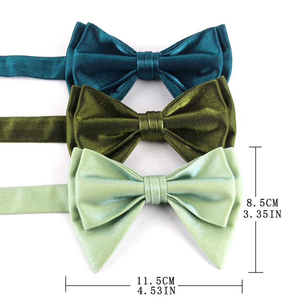 Pajaritas de tela brillante para hombre, pajarita Formal de Color sólido, estilo preatado, talla grande, de boda,