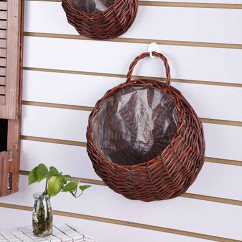 Mão feita de vime ao ar livre flor rack parede pendurado cesta de jardim cesta de flor de vime pendurado ninho decoração para casa
