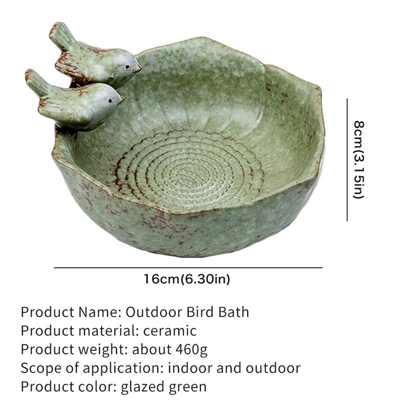 Baño de aves multifuncional para patio, alimentador de aves, Pájaro de cerámica, Baño de aves, Bol de baño para decoración de jardín, plantas suculentas, adornos de escritorio con macetas