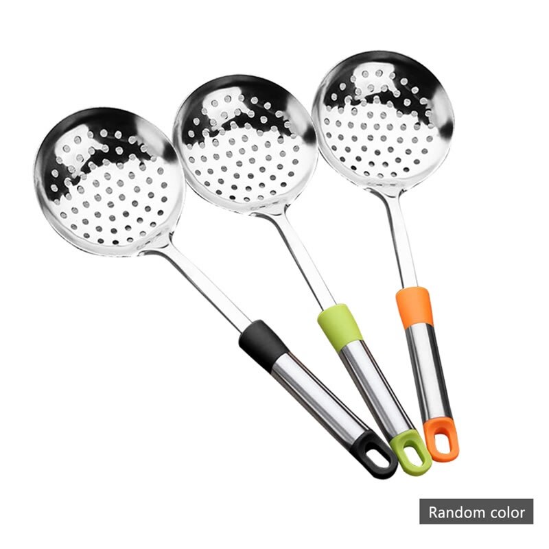 Stainless Steel Slotted Ladle Dumpling Fried Food Serving Spoon Mesh Water Strainer Soup Oil Filter Colander Kitchen Utensils: Default Title