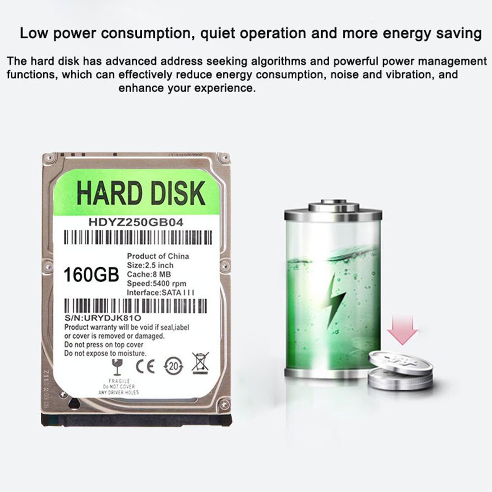 Hard Drive HDD 5400 rpm SATA3 160 250 320GB 500GB SSD 480GB SSD hard disk SATA 3.0 6Gbs Write 200MS Read 400MSSpeed 50-130MS