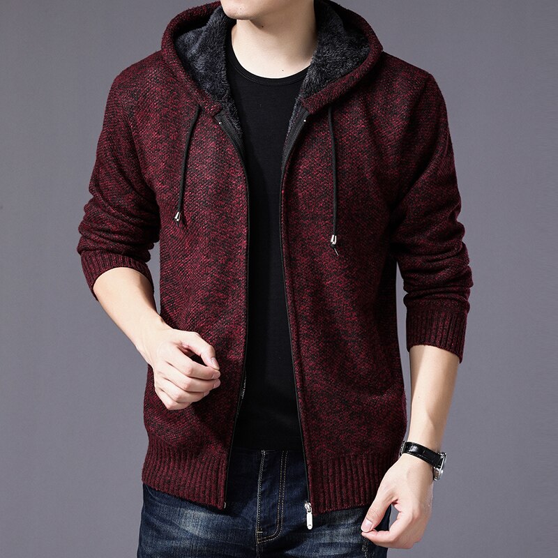 Herfst heren dikke warme gebreide trui effen lange mouw coltrui truien rits wol fleece winterjas comfortabele kleding