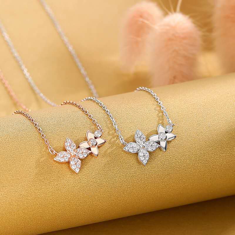 VOQ colore argento nuove signore moda fiore zircone ciondolo collana accessori gioielli festa di nozze