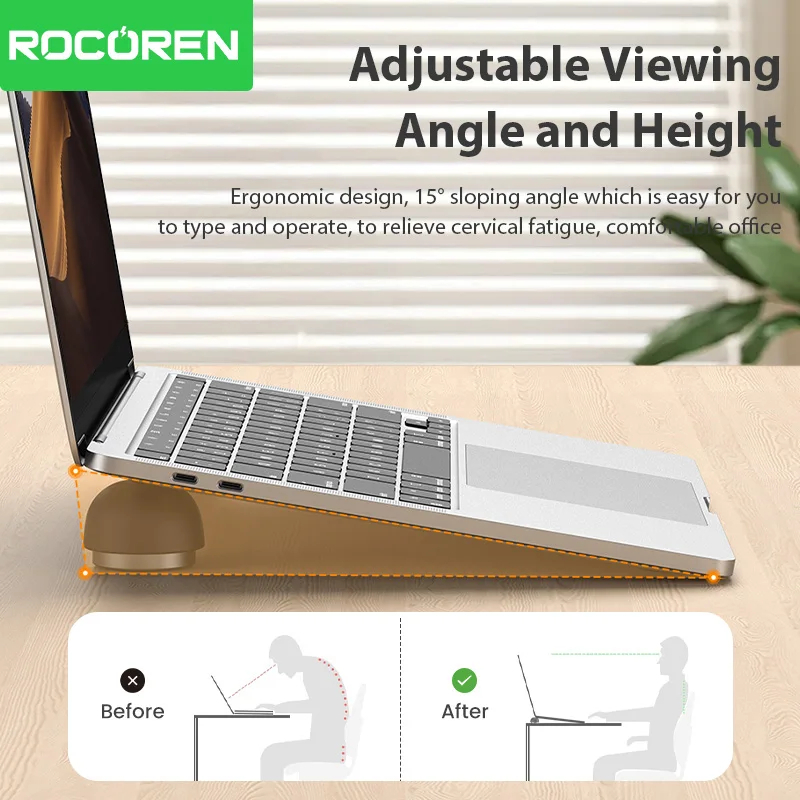 Rocoren Laptopstandaard Notebookaccessoires Laptop Paddestoelhouder Magnetische Mini Cooler Stand voor Macbook Pro Air Steunbeugel