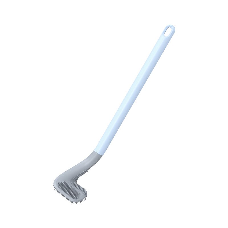 Brosse de toilette en caoutchouc souple, manche Long, en Silicone, pas de mort, nettoyage des toilettes, séchage rapide, accessoires de salle de bains: Blue A