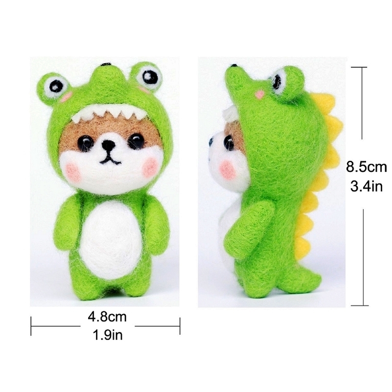 Mini Dog Merino Needle Felting Kits for Beginner, Needles, Finger Guards, Foam Mat, Instructions, DIY Felting Craft (A)