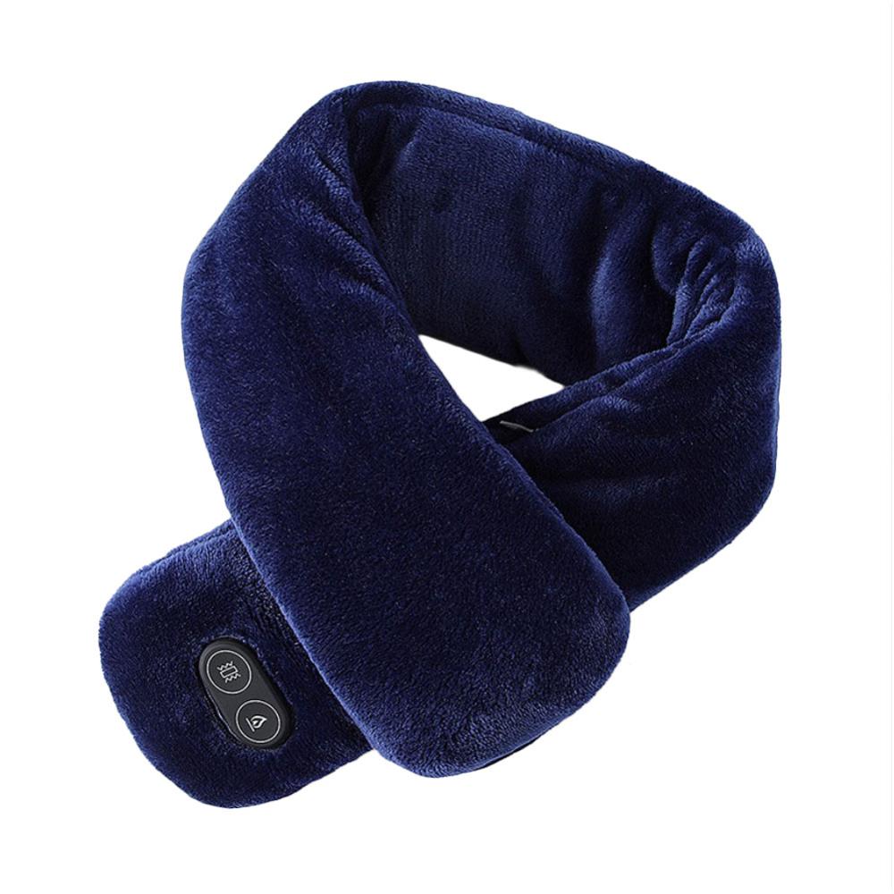 Winter Heated Scarf USB Men Women Heating Scarf Couple Scarf Neckerchief Plush Collar Scarves Warn: dark blue