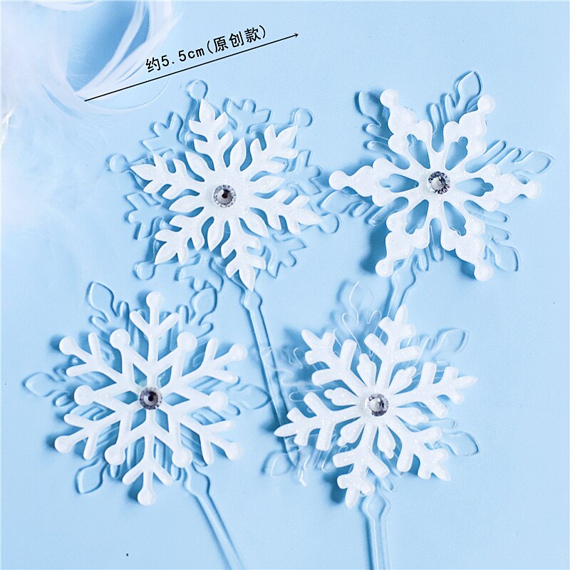yarn Christmas Tree Elk Snowflake Cake Topper for Birthday Party Decor Star Baking Supplies Dessert: 4pc set C