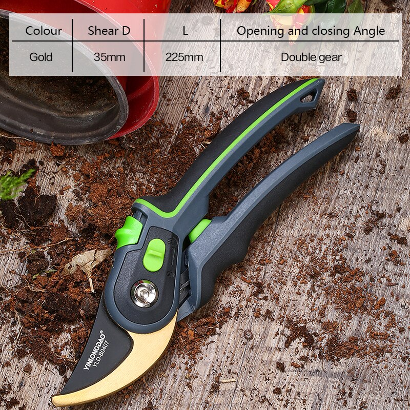 Garden Pruning Shears Strength Household Farm Shears Can Cut 30mm Branches, Fruit trees, Flowers, PVC Pipes: Golden Armor