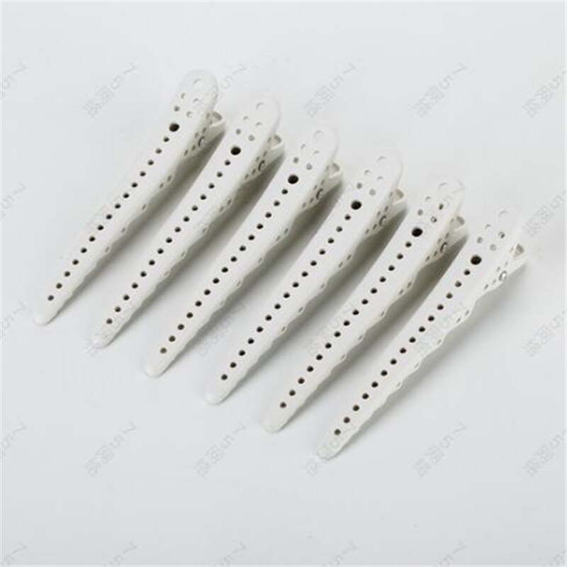 6Pcs Pro Salon Haarspeldjes Kappers Haarspelden En Clips Alligator Clips Kapper Haar Sectioning Clip Haar Snijgereedschappen: White