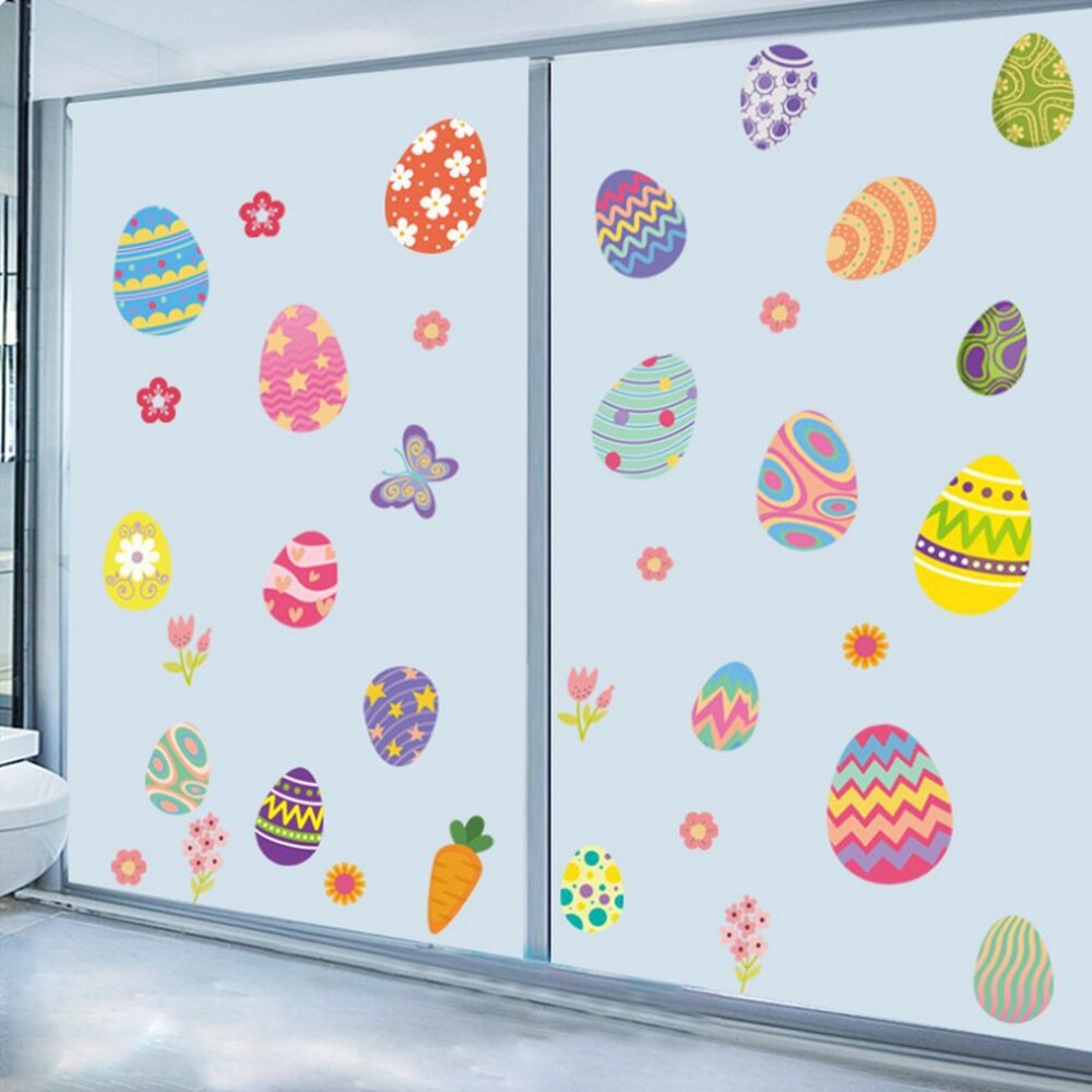 Happy Easter Electrostatic Window Stickers Rabbit Eggs Chick Wall Sticker Easter Decor for Home Easter Party Bunny Wall Decals
