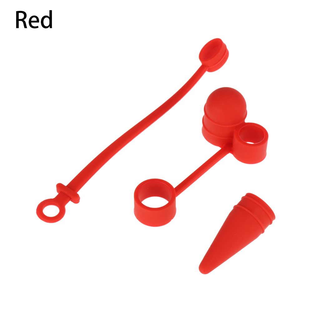 Soporte de tapa antipérdida para iPad Pro Apple Pencil, tapa de pluma a prueba de polvo para adaptador de Cable, Kit de sujeción de silicona ligera 3 en 1: Rojo