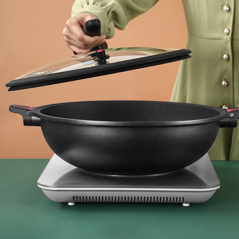Hoge Capaciteit Potten Inductie Kookplaat Wok Thuis Keuken Multifunctionele Kookgerei Steak Koekenpan Non-stick Algemene Chinese Pan met Deksel
