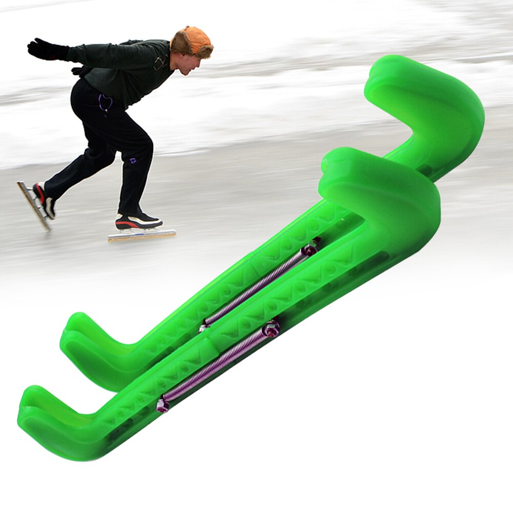 1 par beskyttende skateskoovertræk rustfast bladbeskyttelse justerbar forår ishockey bærbare dele skøjteværktøj tilbehør: Grøn