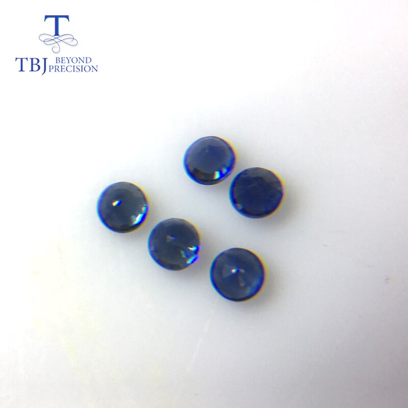 TBJ-saphir naturel rond bleu de 3mm ,5 pièces par lot, poids 0.9 carat, bijoux à bricoler soi-même.