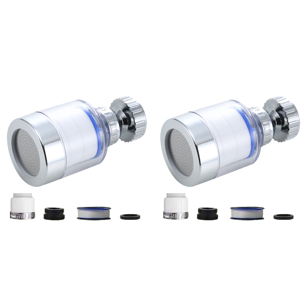 Filtro de agua para grifo, filtros de salpicaduras giratorios de 360 grados, elimina el cloro, metales pesados, cabezal de ducha filtrado, purificador de baño, 2-40 Uds.: Azul