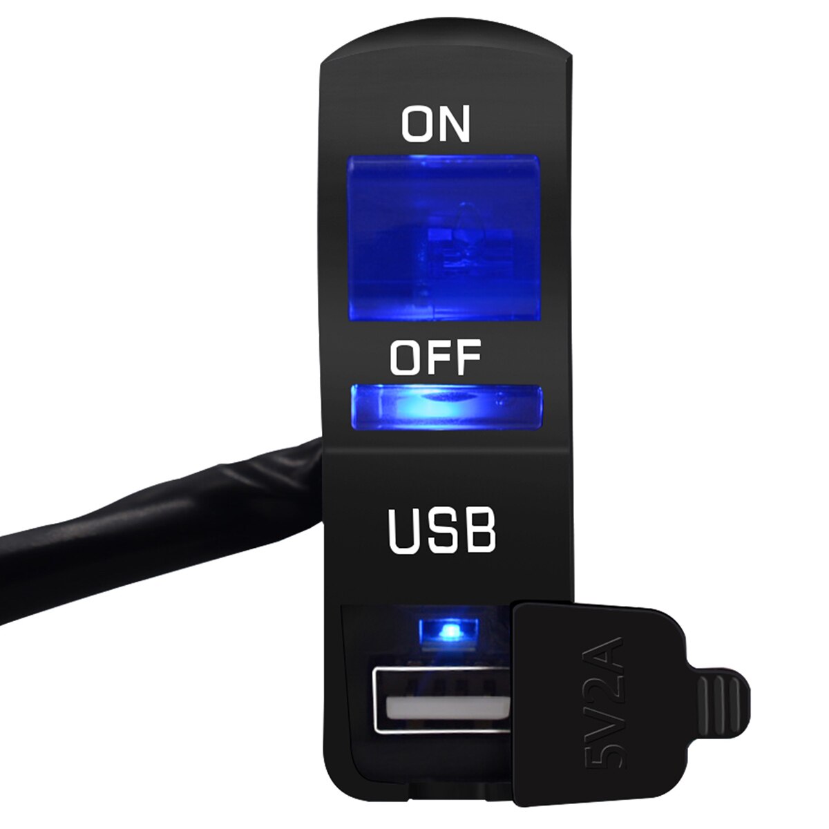Universal Waterdichte Motorcycle Koplamp AAN/UIT Schakelaar 5V 2A Snel Opladen USB Adapter Oplader met blauwe LED Indicator licht
