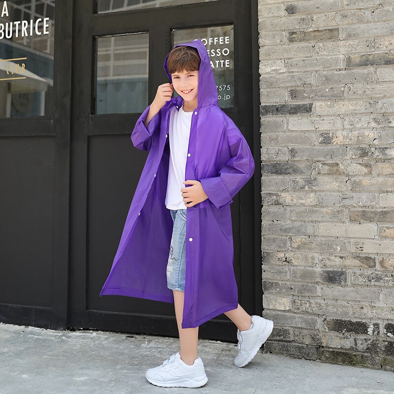 EVA niños impermeable grueso impermeable lluvia abrigo niños transparente niños niñas chaqueta impermeable traje de lluvia: Púrpura
