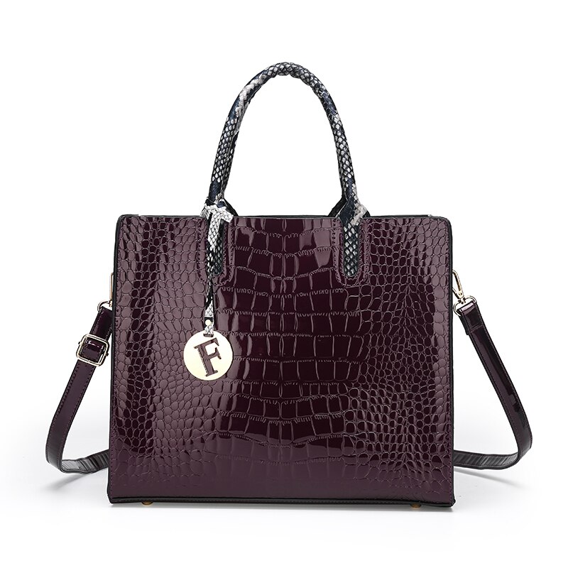 Women's PU Leather Handbag Set - 3 Piece Tote & Shoulder Bag - Large Capacity: Purple single bag
