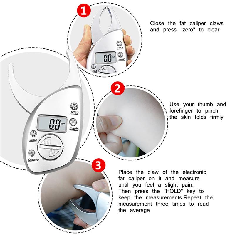 Digitale Lcd Lichaamsvet Remklauw Talg Meter Huidplooi Dikte Vet Analyzer Meten Apparaat Gewichtsverlies Anti-Slip Handvat
