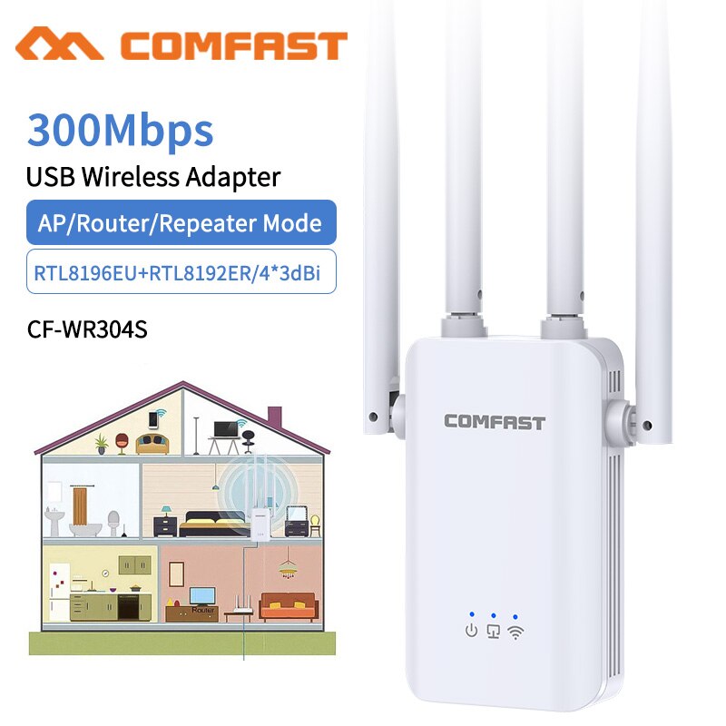 Comfast CF-WR304S Drahtlose WIFI Router Verstärker 300M 4 * 3dBi Antenne Wifi Signal Verstärker 802,11 N/B/G Wifi Klingelte Verlängerung