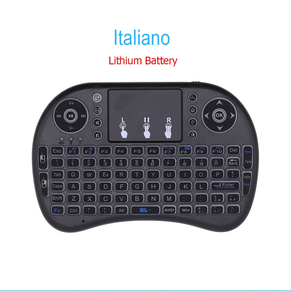 i8 Mini Wireless Keyboard Russian French Spanish Air Mouse Backlit with TouchPad for Android TV Box Mini PC Hebrew Arabic 2.4GHz: Italian