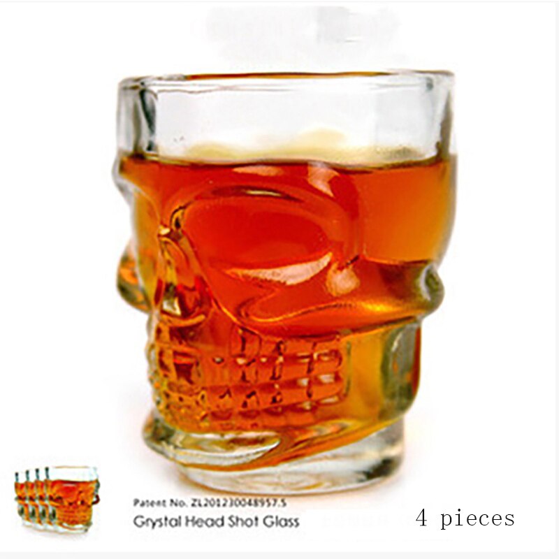 Creatieve Klassieke Schedel Whisky Glas Mode Persoonlijkheid Rode Wijn Glas Set 4 Packs Moderne Eenvoudige Bar Vodka Bier Glas