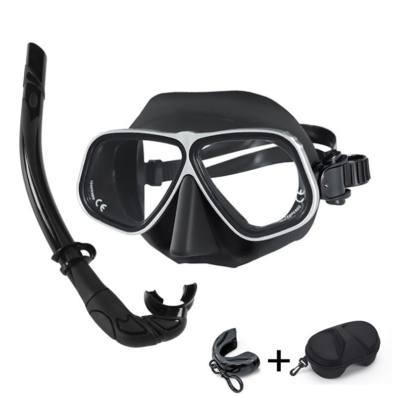 Apollo Ähnliche Legierung Rahmen Freies Tauchen Brille Maske Gläser Niedrigen Volumen 65cc Brille Tauchen tauchen Schnorcheln Nass Rohr Bausatz Ausrügestochen: Schwarz Silber- Bausatz