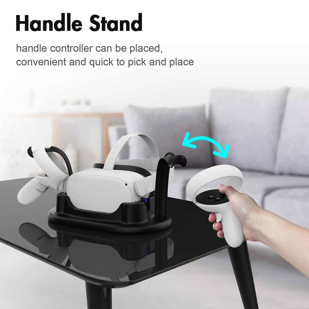 VR Headset Charging Station Display Dock Fast Speed Charger with Indicator Replacement for Oculus Quest 2 White