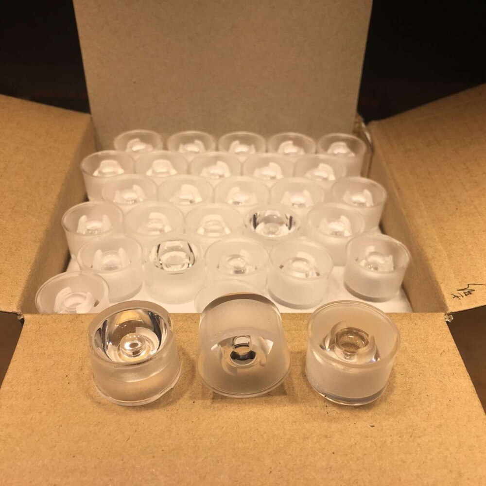 200 stuks lichtdoorlatendheid 92%  diameter 20mm waterdichte pmma led-lens 30/45/60 graden optische verlichting bolle lens met houder