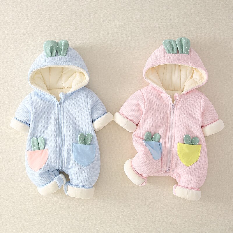 Født drenge pige tøj baby kostume tyk jumpsuit vinter vinterdragt kaktus romper bomuld sød komfortabel  -30