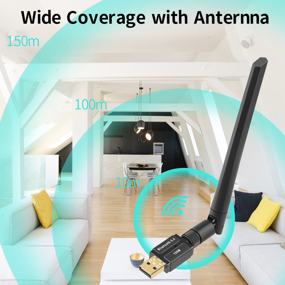 150M Bluetooth 5.4 Adapter Draadloze Bt Zender Ontvanger Met Antenne Voor Pc Draadloze Muis Toetsenbord Audio-Ontvanger