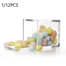 1/12Pcs Transparent Clear Plastic Candy Box Birthday Wedding Favor Holder Chocolate Candy Cube Boxs Sweet Boxs 6x6cm