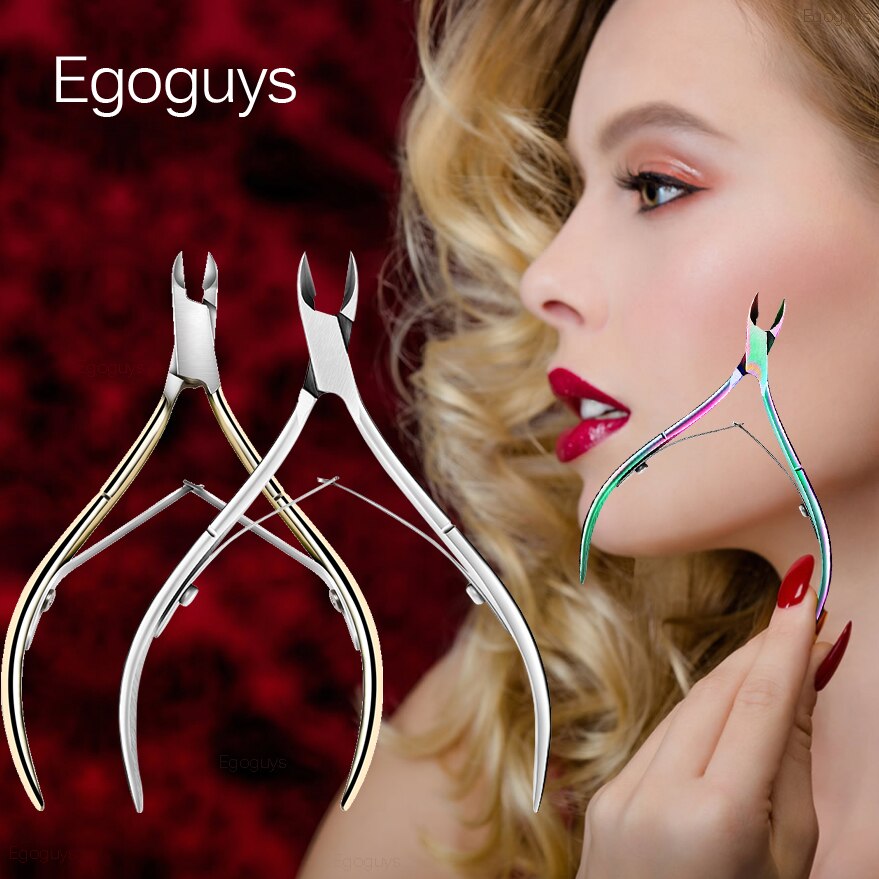Tijeras de acero inoxidable para cutículas de uñas, cortaúñas para manicura, removedor de piel muerta, cortador de pinzas para pedicura, alicates de pico de águila