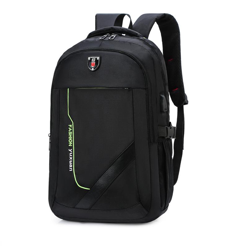 Backpack Men Nylon Backbag 15.6 Inch Laptop Rucksack Charging Shoulder Bag Large Capacity Bagpack Male Mochilas Knapsack: Green